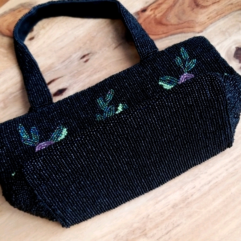 Vintage Christiana Floral Micro Bead Evening Bag - Picture 10 of 11